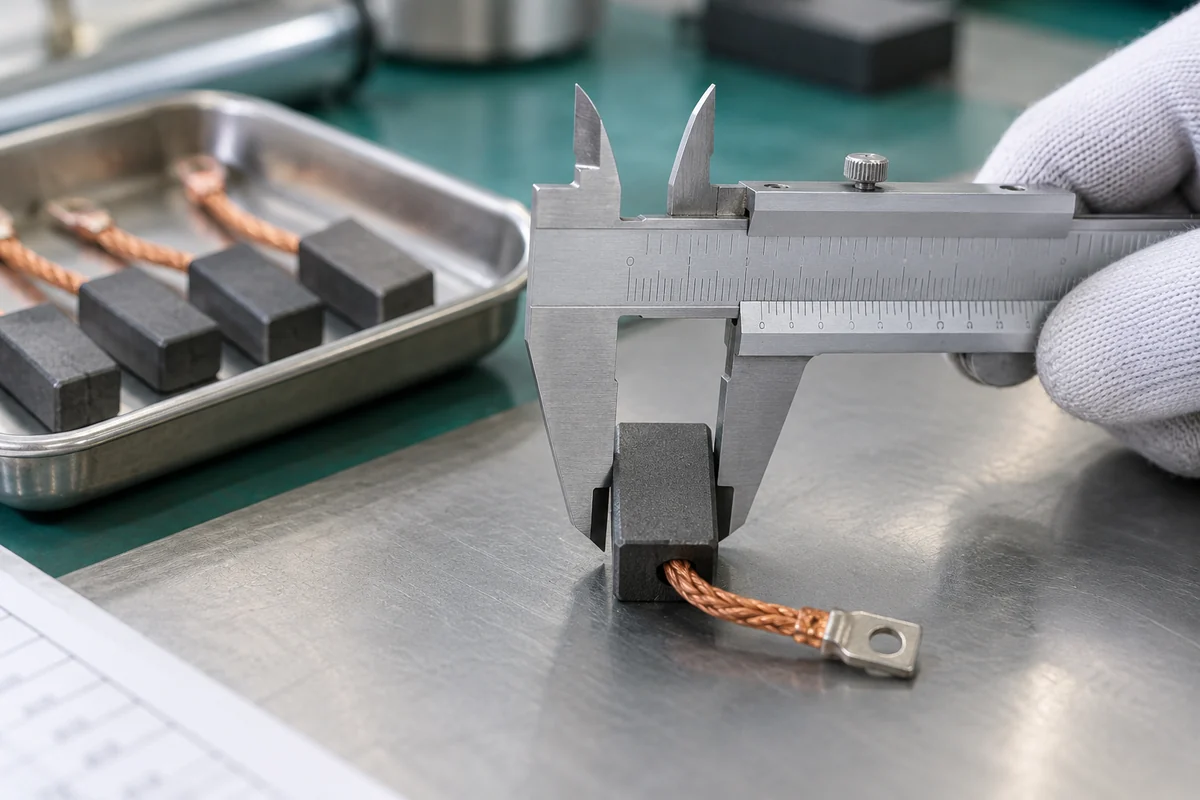 Conceptual dimensional inspection of a graphite carbon brush