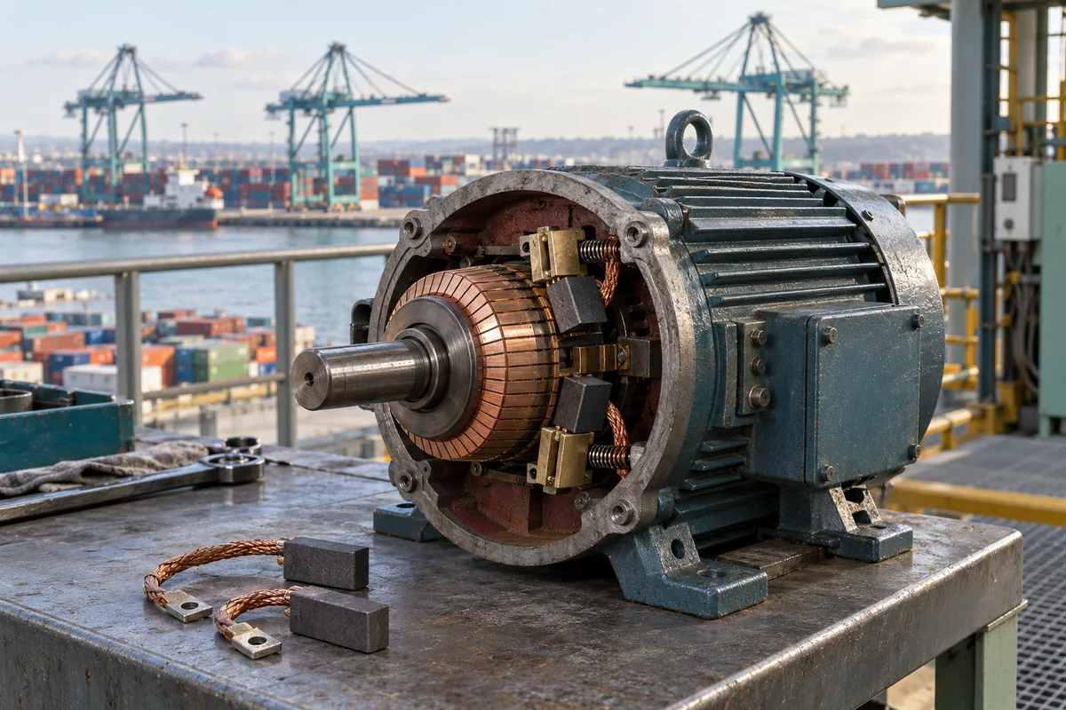 Conceptual industrial motor carbon brushes for port and crane applications