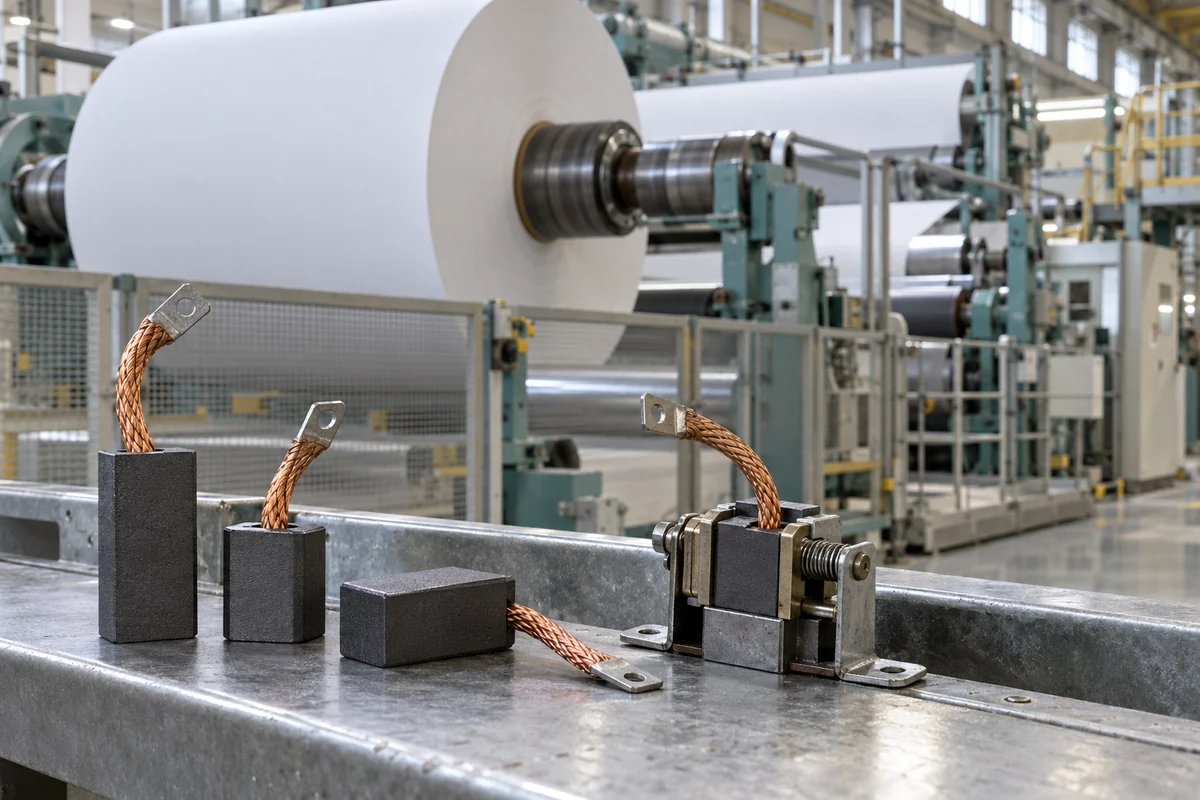 Conceptual paper mill machinery and industrial carbon brush components