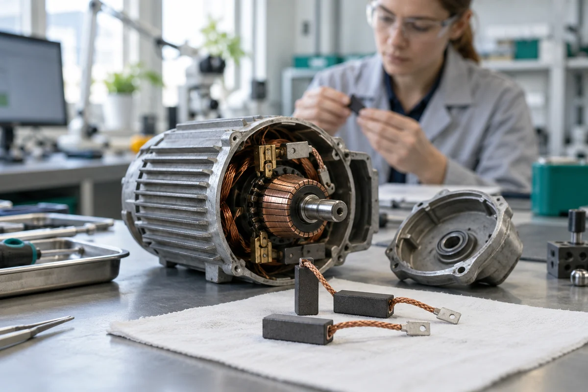 Conceptual carbon brush engineering and motor development